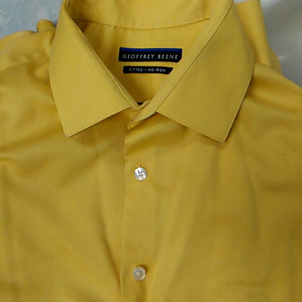 Mens yellow shirt button up 16 1/2